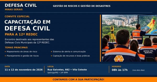 Imagem do evento CAPACITAÇÃO EM DEFESA CIVIL - GESTÃO DE RISCOS E DE DESASTRES
