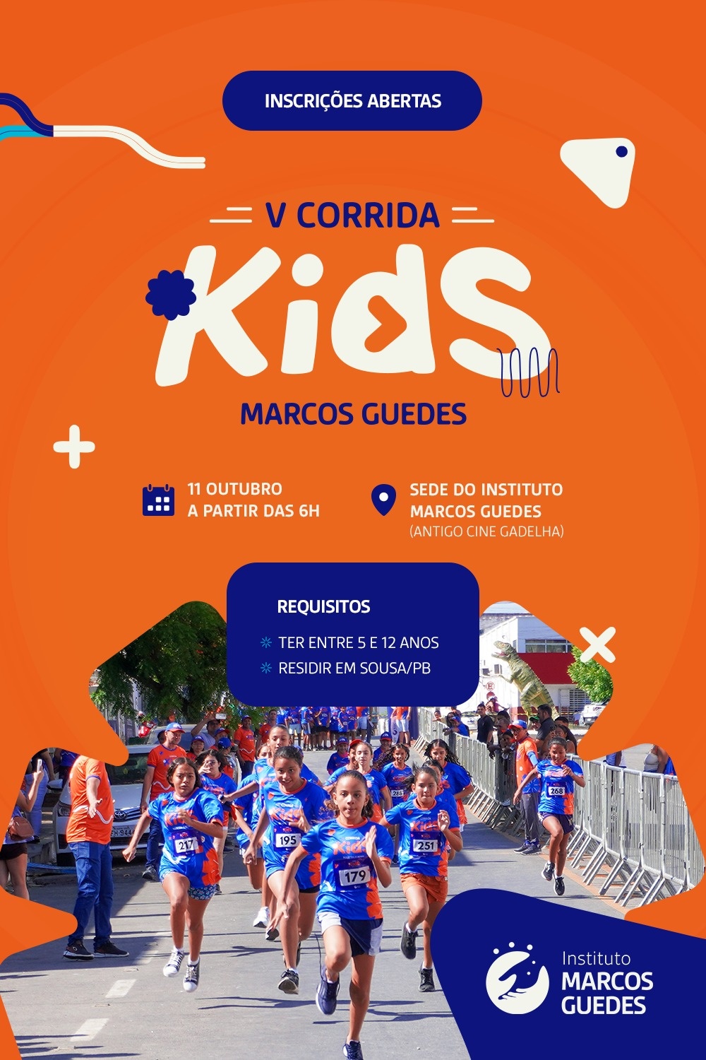 Cartaz de divulgação da prova Corrida Kids Marcos Guedes