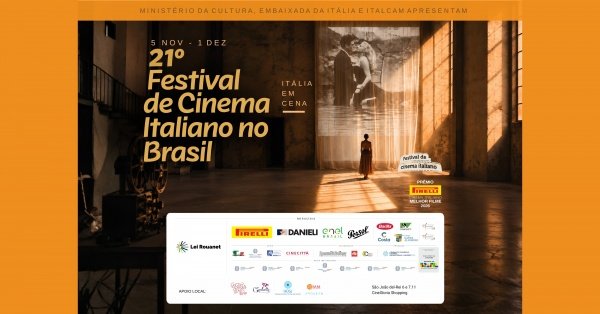 Imagem do evento 21° Festival de Cinema Italiano - Dias 6 e 7 de novembro 2026  SJDR - Cine Gloria