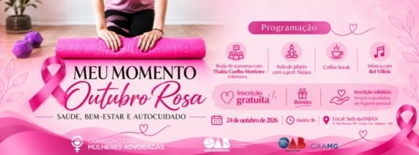 Imagem do evento Meu Momento Outubro Rosa:  Saúde, Bem-estar e Autocuidado