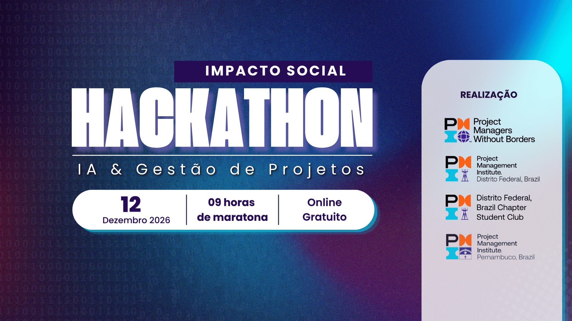 Capa de Hackathon Impacto Social, IA e Gestão de Projetos