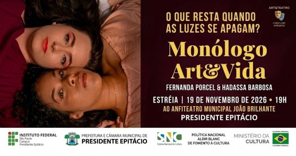 Imagem do evento Monólogo - ART&VIDA com Fernanda Porcel e Hadassa Barbosa: O que resta quando as luzes se apagam?