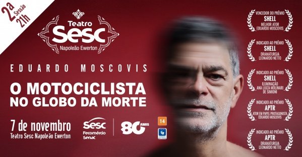 Imagem do evento 21h - "O Motociclista no Globo da Morte" com Eduardo Moscovis (RJ)  