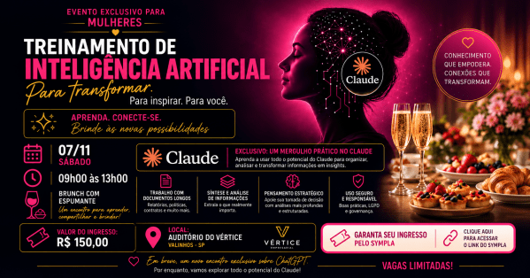Imagem do evento WORKSHOP IA PARA MULHERES - DETALHANDO O CLAUDE