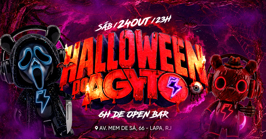 Halloween do AGYTO | Beats até 1H, 2k em prêmios, Decoração temática | MEGA OPEN BAR - Rio de Janeiro, RJ