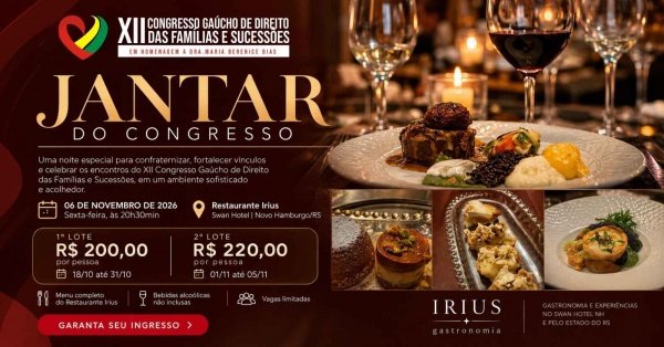 Imagem do evento Jantar de Confraternização | XII Congresso Gaúcho de Direito das Famílias e Sucessões