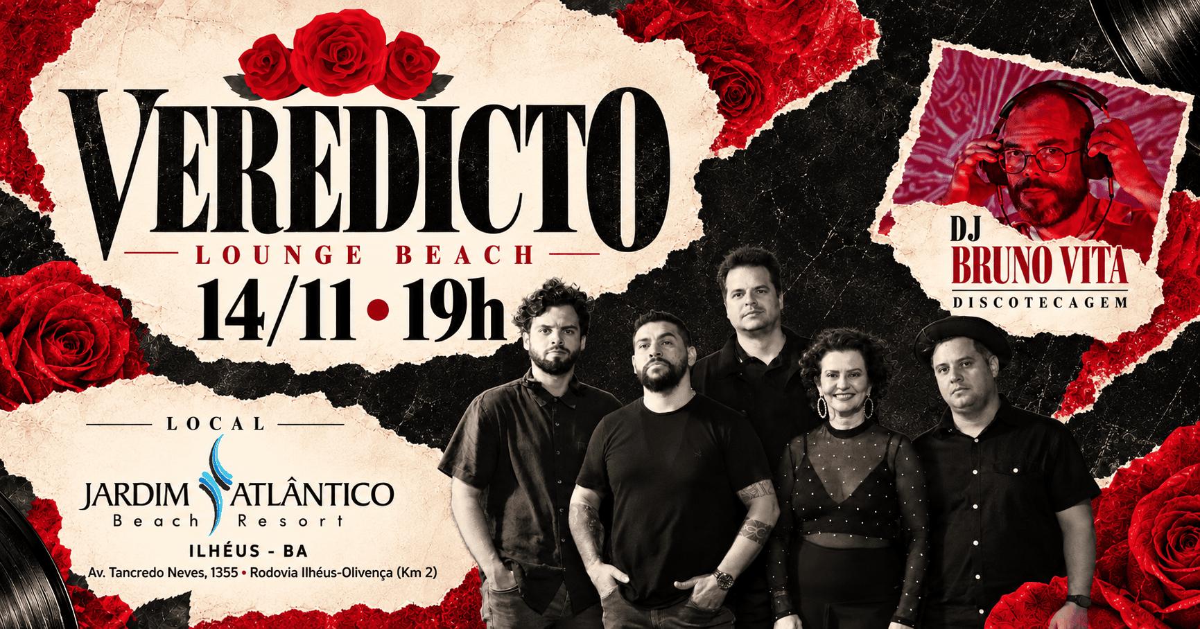 Show Veredicto Lounge Beach + DJ Bruno Vita - 14/11 ás 19h | JARDIM ATLÂNTICO BEACH RESORT - 1º LOTE
