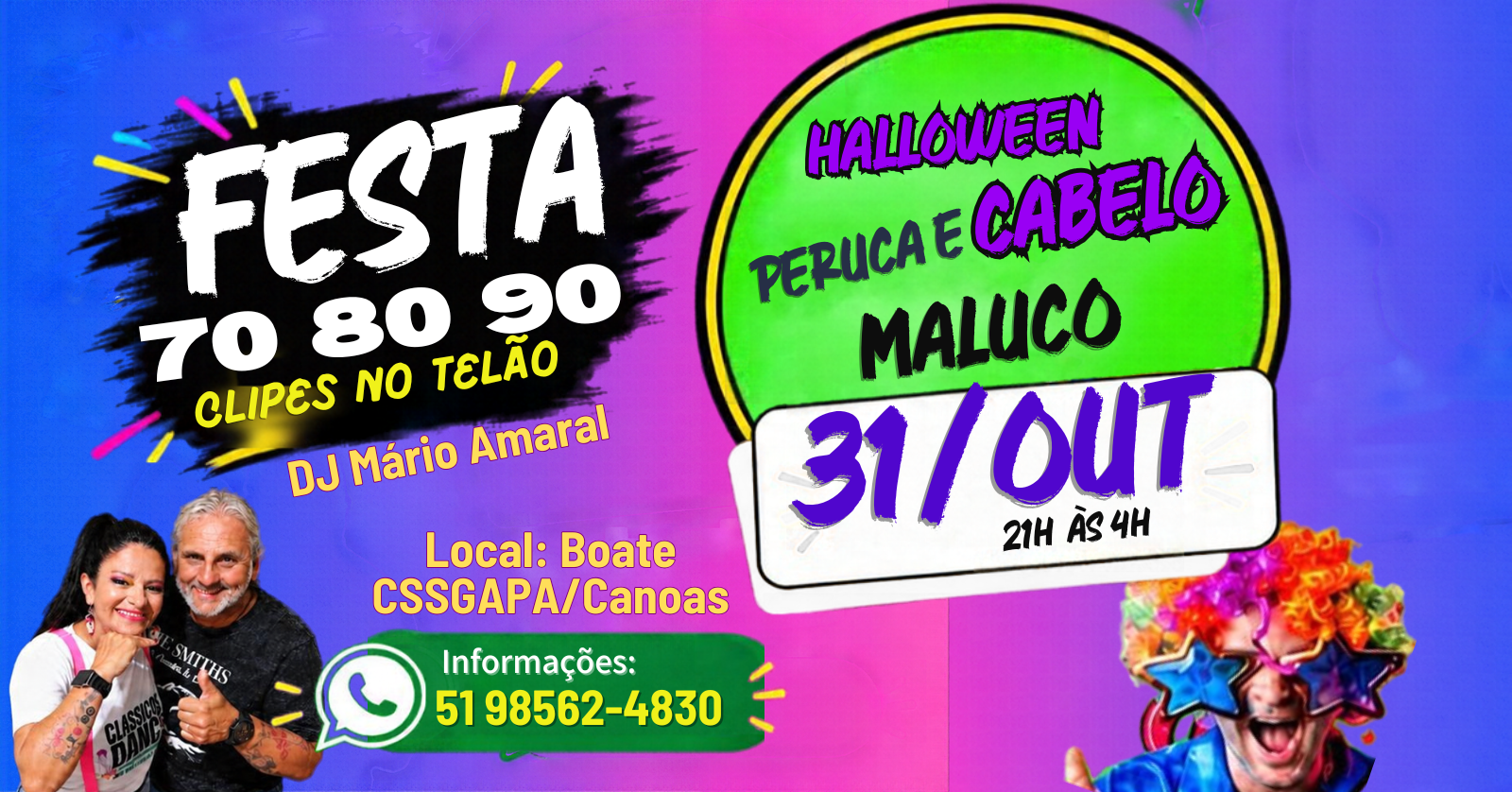 festa retrô Clássicos e Raridades Halloween Cabelo Maluco /Canoas - Canoas, RS