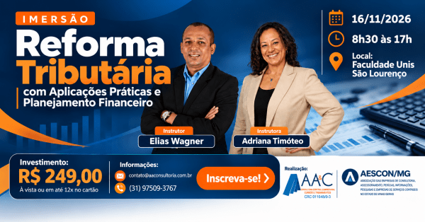 Imagem do evento IMERSÃO REFORMA TRIBUTÁRIA- COM APLICACOES PRATICAS E PLANEJAMENTO FINANCEIRO