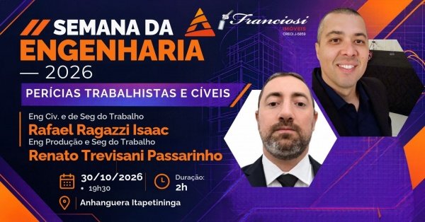 Imagem do evento SEMANA DA ENGENHARIA – 2026 – PERÍCIAS TRABALHISTAS E CÍVEIS