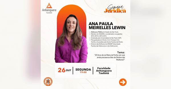 Imagem do evento Semana Jurídica 2026 | 26/10 - 20 Anos da Lei Maria da Penha: Direitos das Mulheres