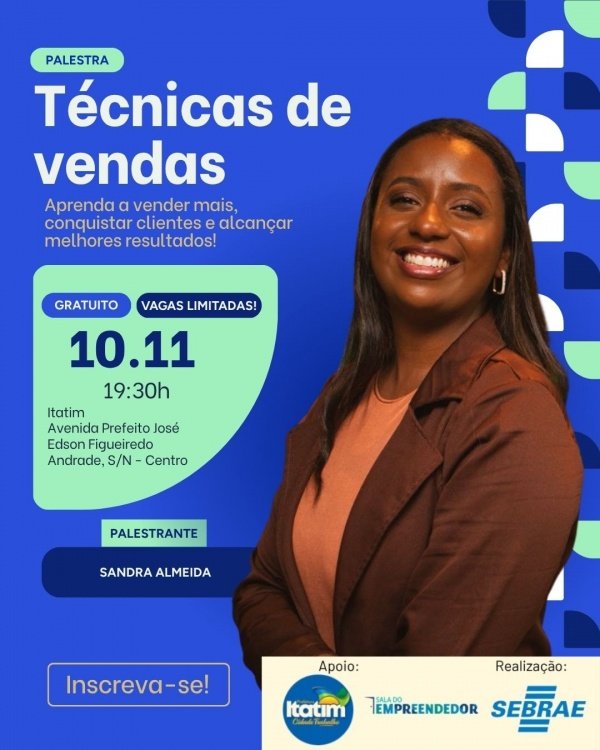 Imagem do evento Técnicas de vendas - Itatim