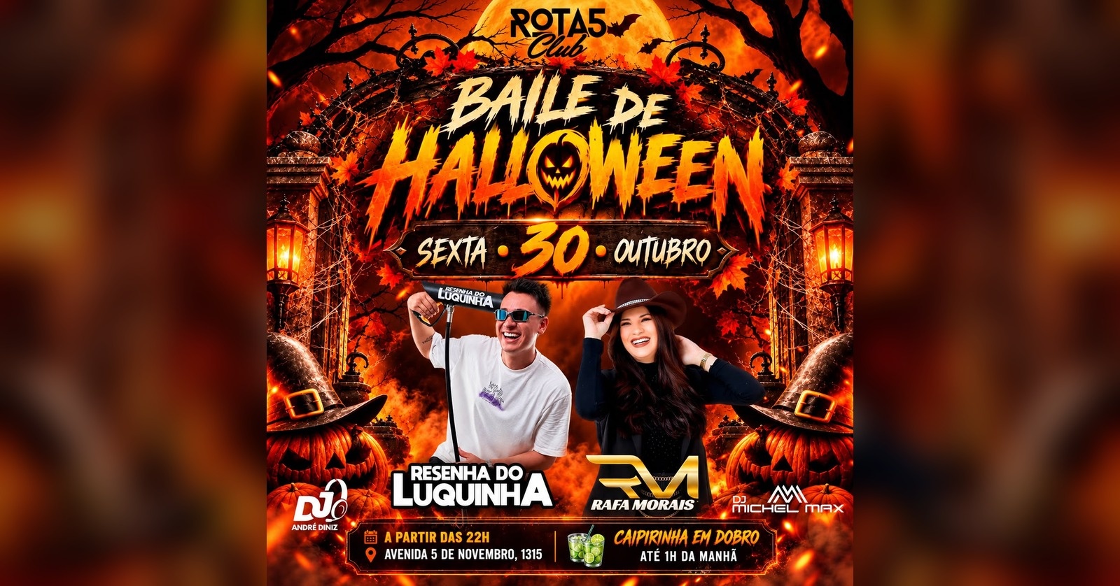 BAILE DE HALLOWEEN - NO ROTA 5 CLUB - Itapetininga, SP