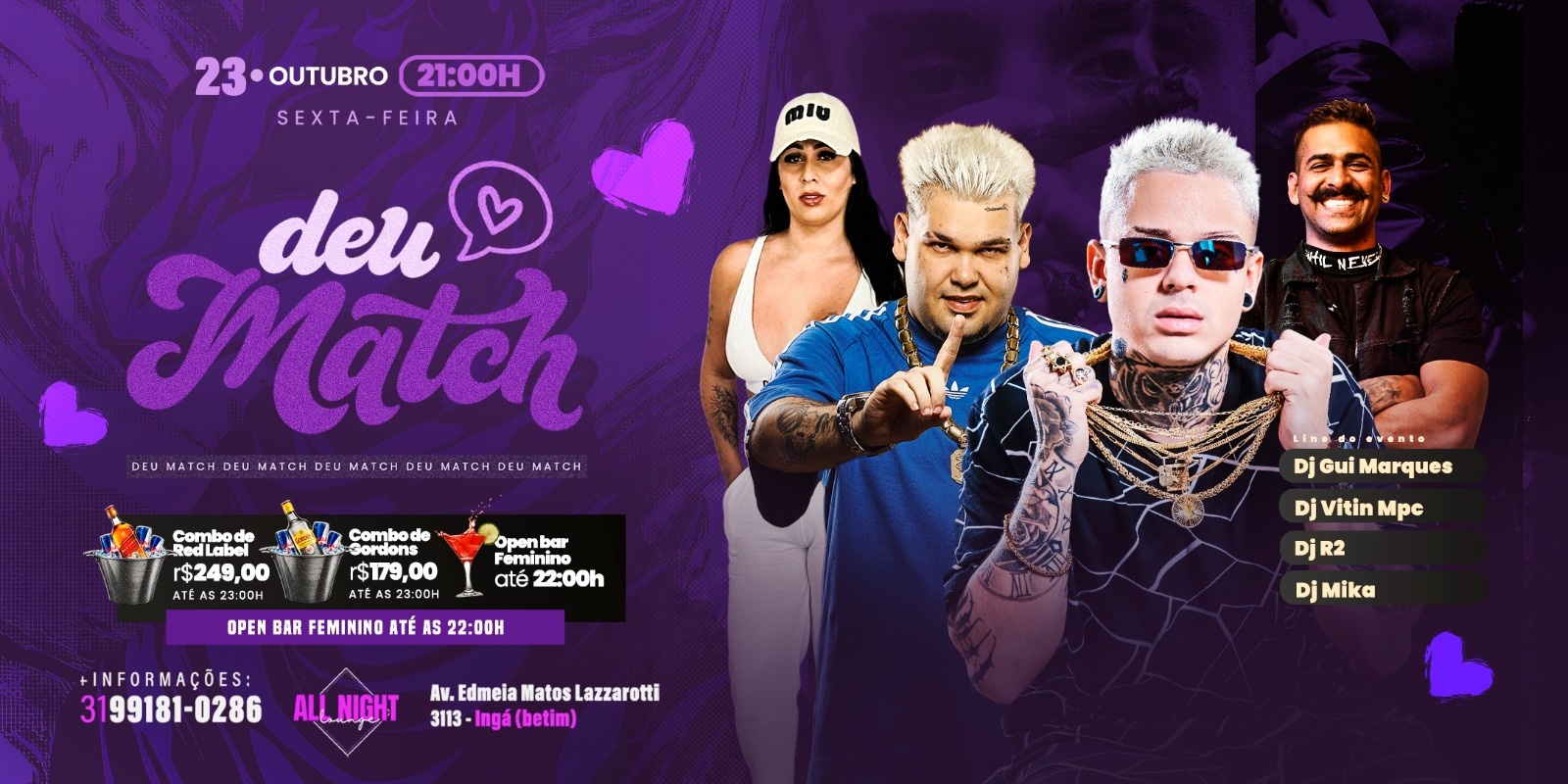 DEU MATCH + OPEN BAR (ÚLTIMOS OFFS) - Betim, MG