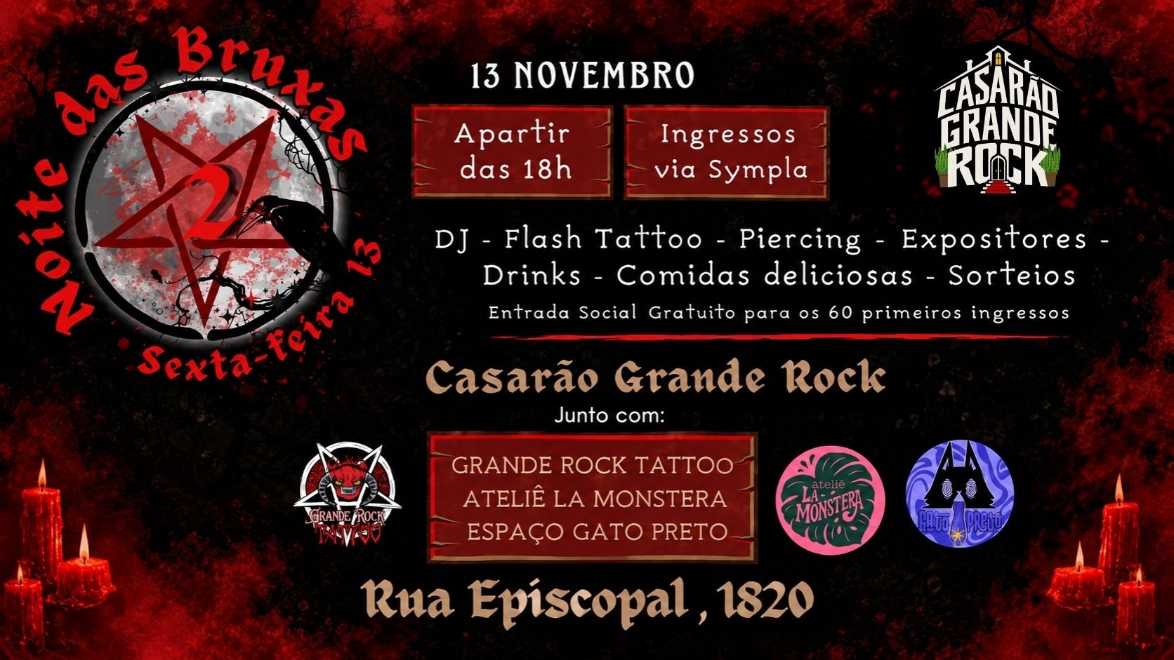 Noite das bruxas II Sexta-feira 13 no Casarão Grande Rock - São Carlos, SP