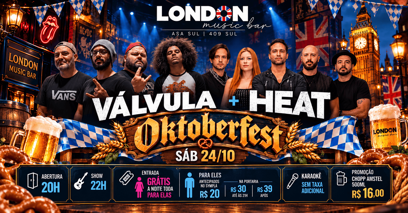 SÁBADO • 24/10 | OKTOBERFEST  Bandas: Válvula + Heat @bandavalvuladf @bandaheat Abertura: 20H - Brasília, DF