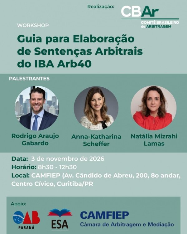 Imagem do evento Workshop CBAr - Guia para Elaboração de Sentenças Arbitrais do IBA - Paraná