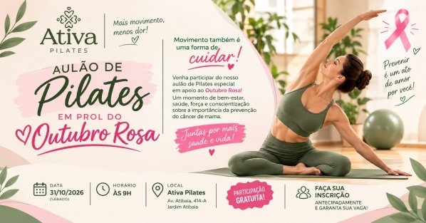 Imagem do evento Aulão de Pilates em Atibaia| Gratuito Outubro Rosa