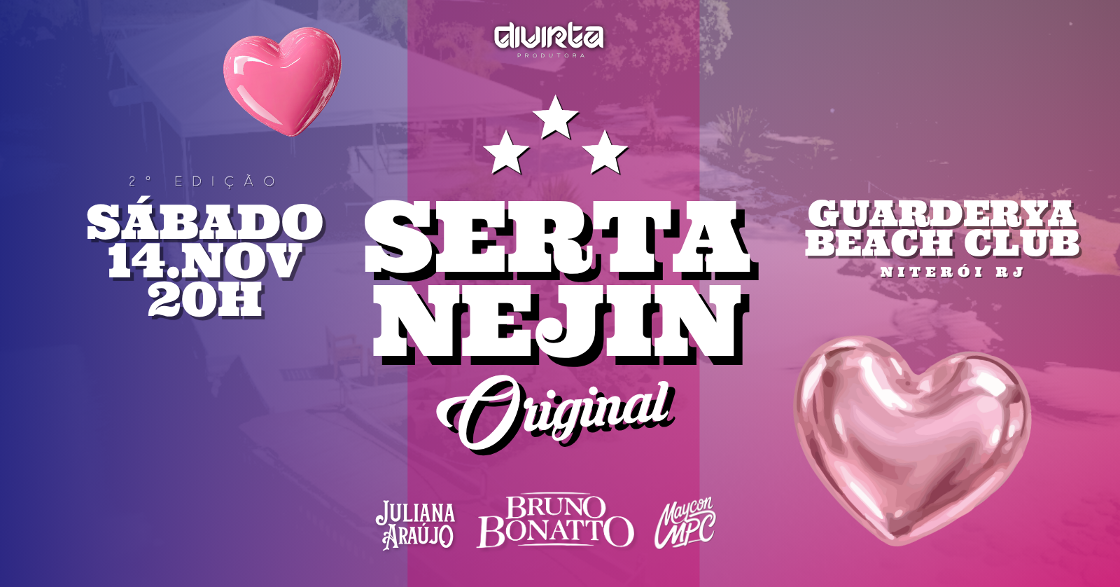 Cartaz de INGRESSOS: SERTANEJIN ORIGINAL | SÁB 14 NOV 20H | GUARDERYA BEACH CLUB - NITERÓI RJ