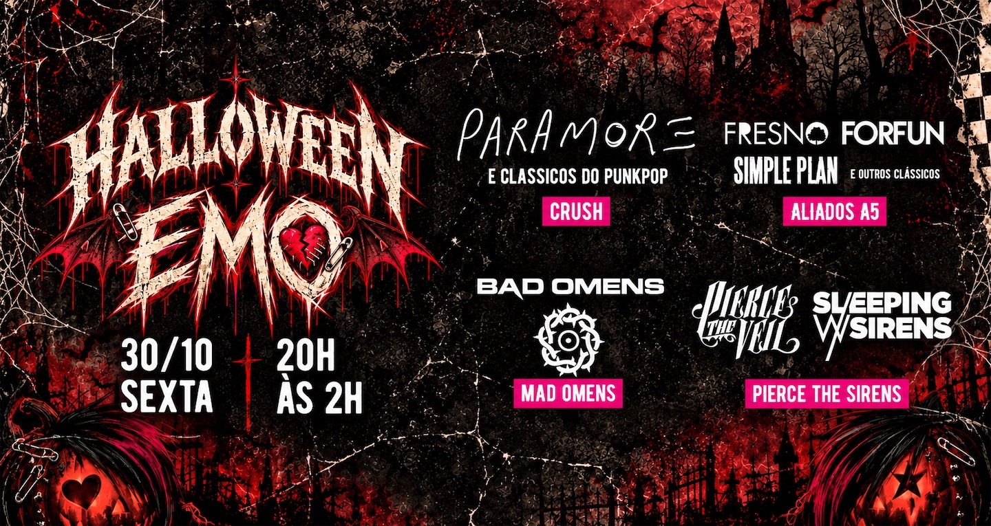 30/10 - Halloween Emo: Paramore, Mad Omens, Fresno, Simple Plan e mais